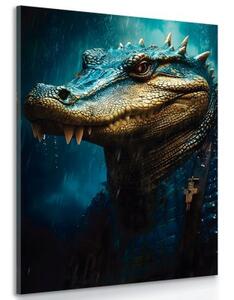 Obraz modro-zlatý krokodýl - 80x120
