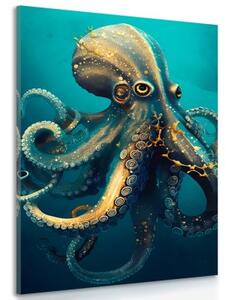 Obraz modro-zlatá chobotnice - 40x60