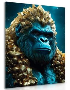 Obraz modro-zlatá gorila - 80x120