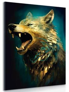 Obraz modro-zlatý vlk - 60x90