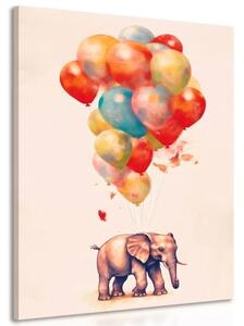 Obraz zasněný slon s balony - 40x60