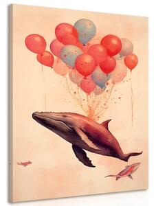Obraz zasněná velryba s balony - 60x90
