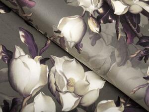 Biante Sametový povlak na polštář s lemem Tamara TMR-034 Květy gardénie na hnědošedém 30 x 50 cm