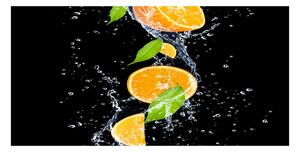 Foto obraz sklo tvrzené Pomeranče a voda osh-51416552