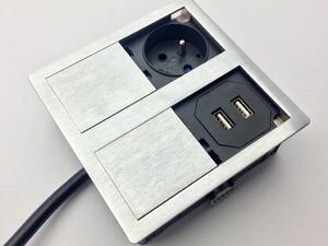 VersaLogic Elektro zásuvka VersaHIT Dual s USB nabíječkou nerez