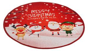 B.E.S. - Petrovice, s.r.o. Kulatý vánoční kobereček průměr 80cm - Merry Christmas tančící postavičky