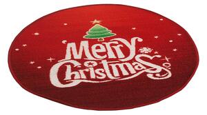 B.E.S. - Petrovice, s.r.o. Kulatý vánoční kobereček průměr 80cm - Merry Christmas stromeček s hvězdičkou