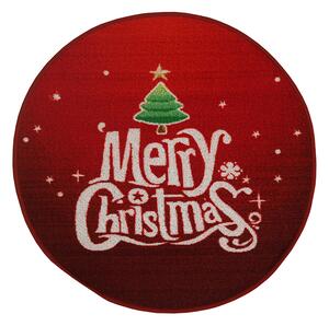 B.E.S. - Petrovice, s.r.o. Kulatý vánoční kobereček průměr 80cm - Merry Christmas stromeček s hvězdičkou