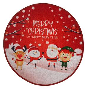 B.E.S. - Petrovice, s.r.o. Kulatý vánoční kobereček průměr 80cm - Merry Christmas tančící postavičky