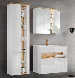 ViaDomo Via Domo - Koupelnová skříňka se zrcadlem Bahama White - přírodní - 80x70x20 cm