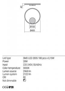 Redo Nástěnné/stropní LED svítidlo NEPŘÍMÉ ORBIT ø 40 cm, 3000K, v. 4,2 cm Barva: Bronzová, Stmívání, řízení: TRIAC