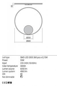 Redo Nástěnné/stropní LED svítidlo ORBIT ø 80 cm, 3000K Barva: Bronzová, Stmívání, řízení: TRIAC