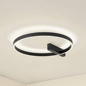 Lucande LED stropní svítidlo Isalin, 60 cm, černé, stmívatelné, stmívatelný, Černá, Obývací pokoj / jídelna, Hliník, Moderní