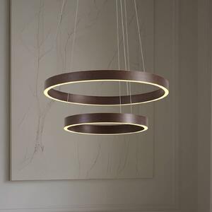 Lucande LED závěsné světlo Yonam, Ø 60 cm, 2 žárovky, hnědé,, stmívatelný, Hnědá / rez, Obývací pokoj / jídelna, kov, Moderní