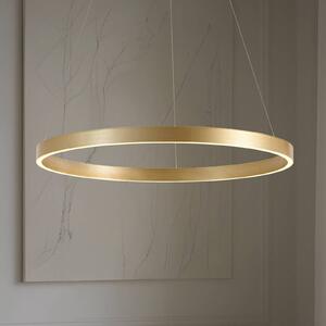 Lucande LED závěsné světlo Yonam, Ø 80 cm, 1 žárovka, zlatá,, stmívatelný, Mosaz / zlato, Obývací pokoj / jídelna, kov, Moderní