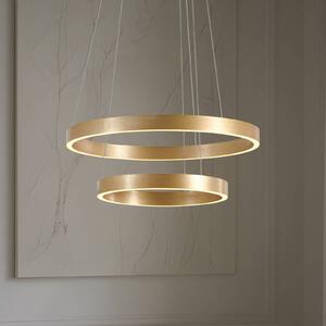 Lucande LED závěsné světlo Yonam, Ø 60 cm, 2 žárovky, zlaté,, stmívatelný, Mosaz / zlato, Obývací pokoj / jídelna, kov, Moderní
