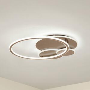 Lucande LED stropní svítidlo Circulo, kávově hnědé, stmívatelné, stmívatelný, Hnědá / rez, Obývací pokoj / jídelna, kov, Moderní