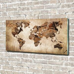 Foto obraz sklo tvrzené Mapa světa dřevo osh-54299109