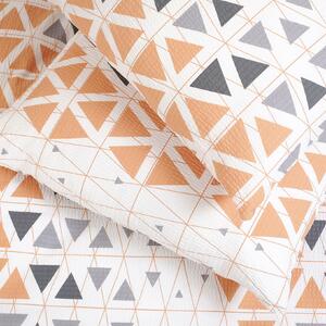 Goldea krepové ložní povlečení deluxe - oranžovo-šedé triangly 140 x 200 a 70 x 90 cm