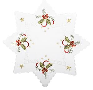 Vánoční dekorační ozdobný ubrousek MAGICAL XMAS vzor H, bílá, Ø 30 cm