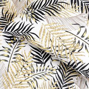 Goldea krepové ložní povlečení deluxe - žluté a černé palmové listy 140 x 200 a 70 x 90 cm
