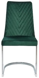 Sada 2 sametových zelených jídelních židlí ALTOONA