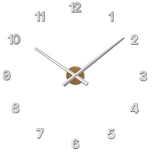 VLAHA Dubové nalepovací hodiny MINIMAL vyrobené v Čechách stříbrné VCT1044 (nalepovací dubové dřevěné hodiny)