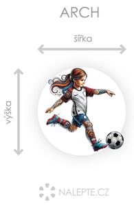 Malá fotbalistka textilní přelepitelná samolepka na zeď arch 45 x 45 cm