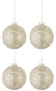 Set čtyř zlatých skleněných vánočních ozdob J-Line Aislin 10 cm
