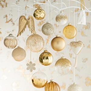 Set čtyř zlatých skleněných vánočních ozdob J-Line Glit 10,5 cm