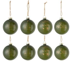 Set osmi zelených skleněných vánočních ozdob J-Line Gore 8,5 cm