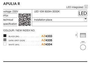 AZzardo LED stropní svítidlo Apulia R, IP54, 3000K Barva: Černá