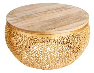 Konferenční stolek LEAF 80 CM zlatý / masiv mango Nábytek | Obývací pokoj | Konferenční stolky | Všechny konferenční stolky