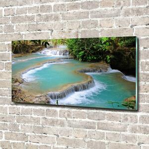Foto obraz skleněný horizontální Vodopád v lese osh-60896180