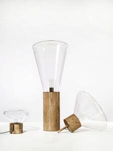 Designová lampa Brokis Muffins Wood 04 PC853 Barva skla: Šedá kouřová - transparentní sklo, Barva el. vedení: Textilní kabel - tmavě šedý, Dřevo: dub evropský - bezbarvý nano lak (CCS972)