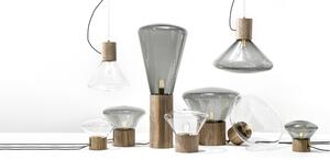 Designová lampa Brokis Muffins Wood 02 PC850 Barva skla: Transparentní číré sklo, Barva el. vedení: Textilní kabel - bílý, Dřevo: dub evropský - surový (CCS657)