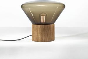 Designová lampa Brokis Muffins Wood PC849 Barva skla: Hnědá kouřová - transparentní sklo, Barva el. vedení: Silikonový kabel - bílý, Dřevo: Dub evropský - voskovaný