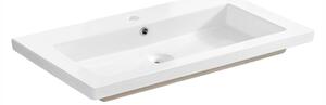 COMAD Závěsná skříňka s umyvadlem - CAPRI 821 white, šířka 80 cm, lesklá bílá/zlatý dub