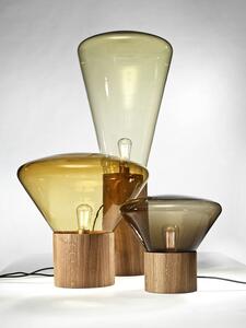 Designová lampa Brokis Muffins Wood 04 PC853 Barva skla: Triplex opál, Barva el. vedení: Textilní kabel - žlutý, Dřevo: dub evropský - bezbarvý nano lak (CCS972)