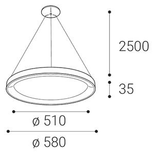 Led2 Závěsné LED svítidlo BELLA SLIM P-Z ø 58 cm Barva: Bílá, Teplota světla: 3000K/4000K, Stmívání, řízení: ON/OFF (bez stmívání)