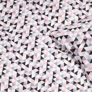 Goldea dětské bavlněné povlečení - vzor 972 růžové a šedé trojúhelníky 140 x 200 a 70 x 90 cm