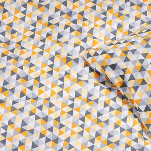 Goldea dětské bavlněné povlečení - vzor 970 oranžové a šedé trojúhelníky 140 x 200 a 70 x 90 cm