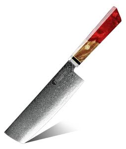 Japonský nůž Nakiri z damaškové oceli SaKuRo Red 17,8 cm