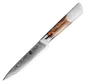 Víceučelový nůž z damaškové oceli SaKuRo White Resin 12,7 cm