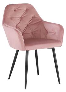 Růžově černá sametová jídelní židle 84cm
