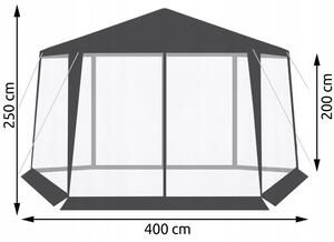 Malatec Zahradní párty stan šestiúhelník s moskytiérou - šedý, 12889