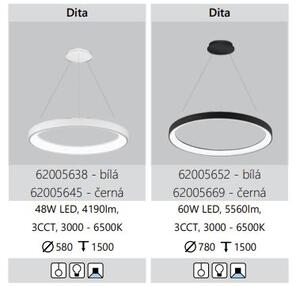 Palnas Závěsné LED svítidlo DITA ø 58 cm, bílá Stmívání, řízení: bez stmívání, Dálkový ovladač: Bez dálkového ovladače