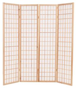 Skládací 4dílný paraván v japonském stylu 160 x 170 cm přírodní