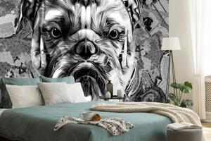 Tapeta pes v černobílém provedení - 450x300 cm