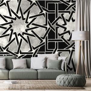 Samolepící tapeta orientální mozaika v černobílém - 375x250 cm